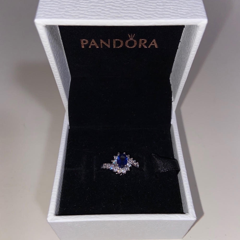 Pandora Blue Sparkle Halo Ring